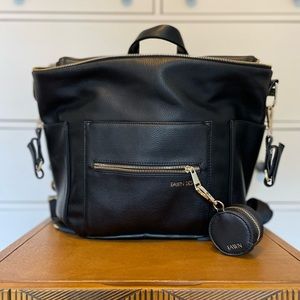 Fawn Design black leather diaper bag